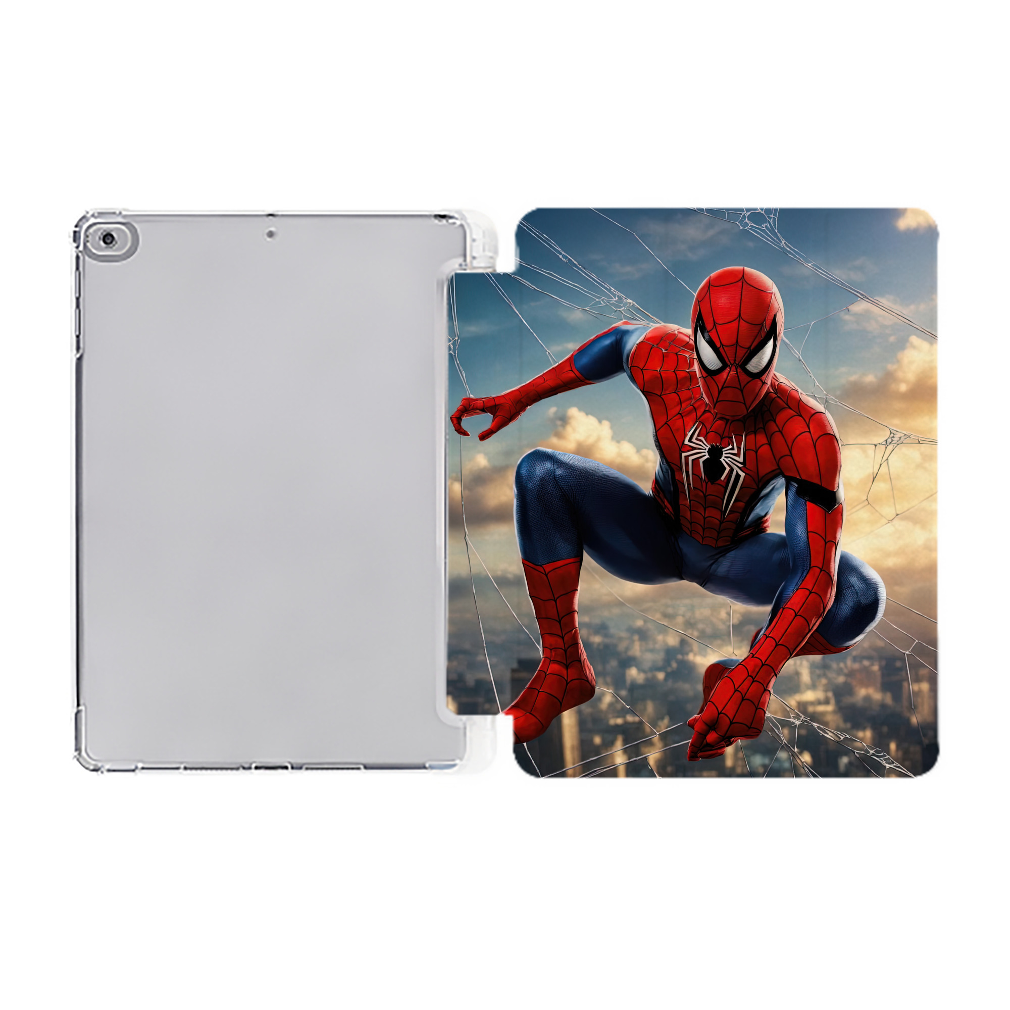 （画像用） Spider Man スパイダーマン IPad ケース ペン収納付き 三つ折りスタンド PUレザー×シリコン 対応機種9.5/10.5/10.9インチ